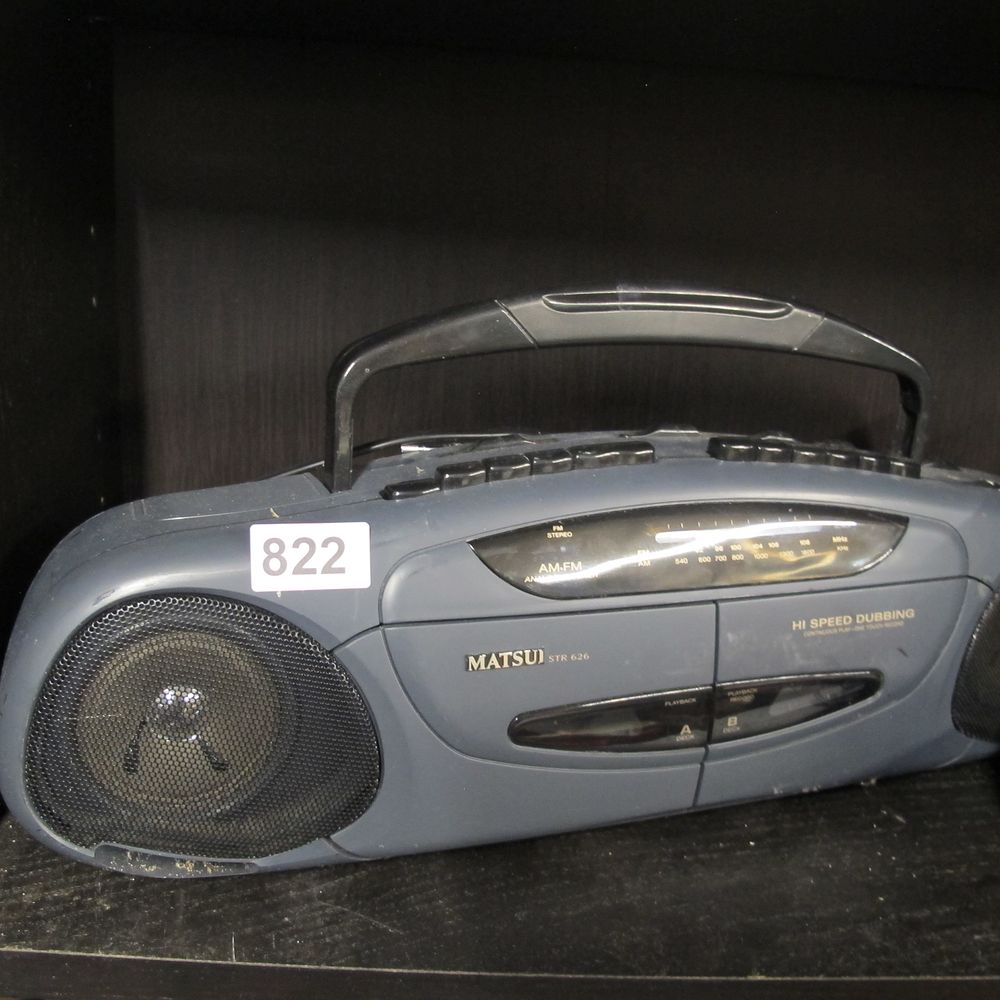 Lot 822: Matsui STR 626 Dual Cassette Boombox Radio, Late...