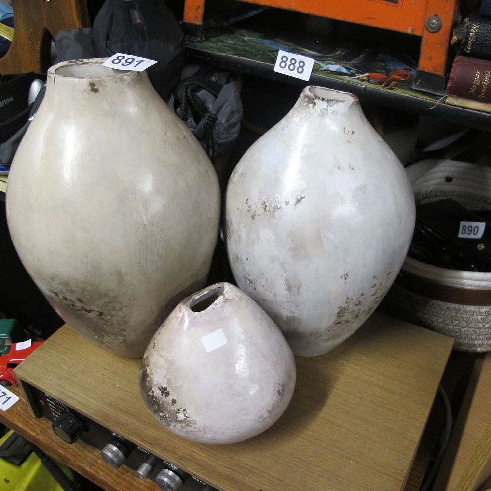 Lot 891: Contemporary Studio Style, Set of Three Stoneware Vases,...