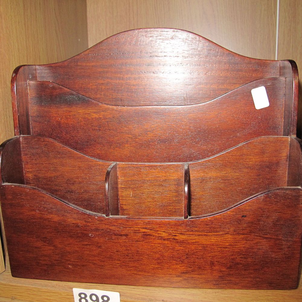 Lot 898: English Style Mahogany Stained Hardwood Tiered Letter Rack...