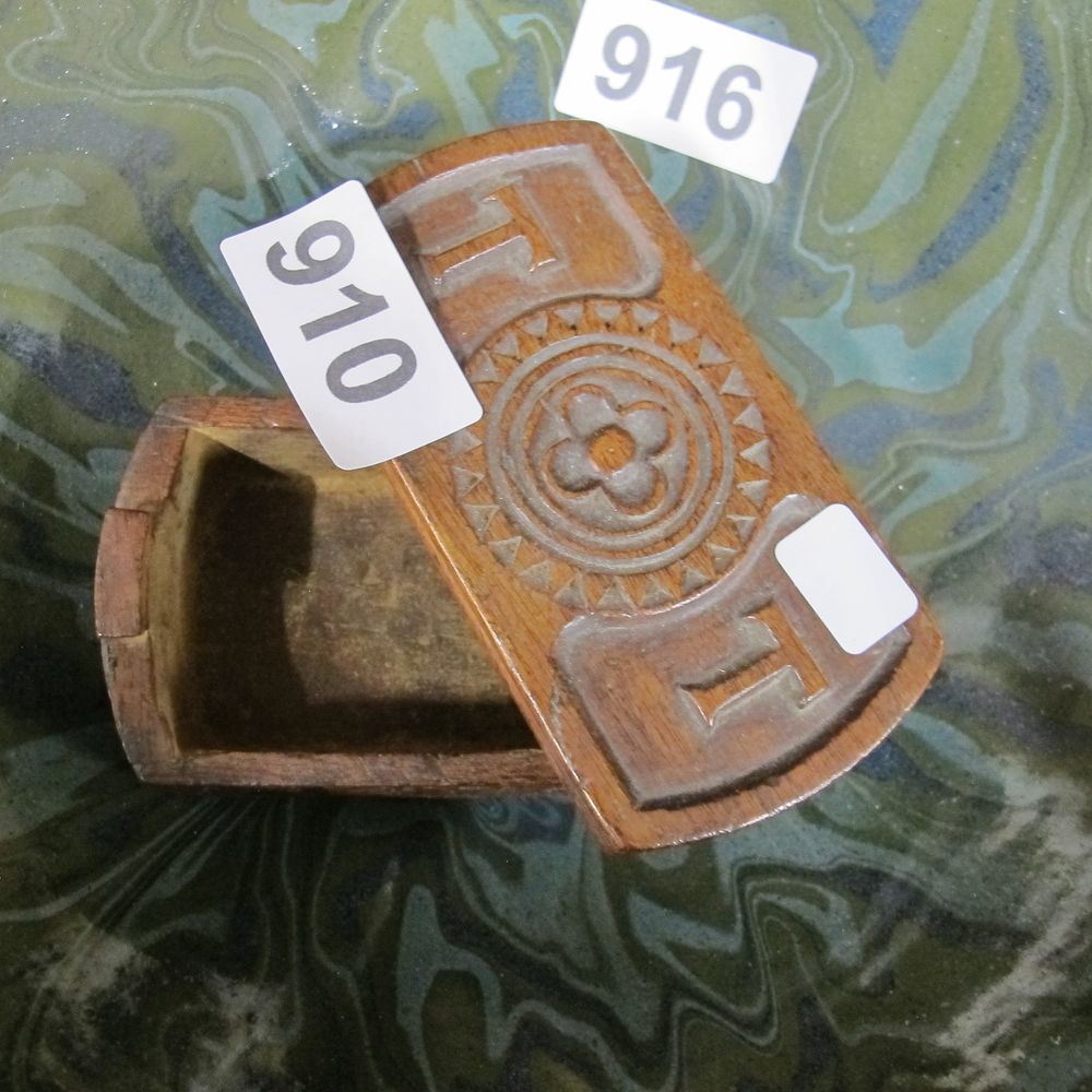 Lot 910: Anonymous, Hand-Carved Hardwood Keepsake Box, Primitive Folk Art...