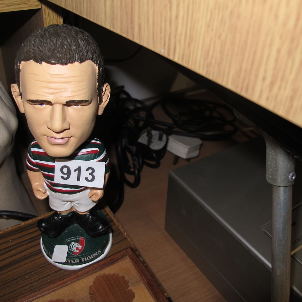Lot 913: Leicester Tigers Rugby Union Player Resin Bobblehead Figurine,...