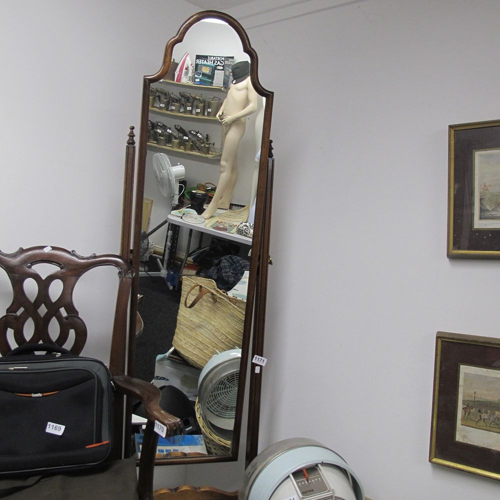 Lot 1171: Late Victorian Style Mahogany Cheval Mirror and Georgian...