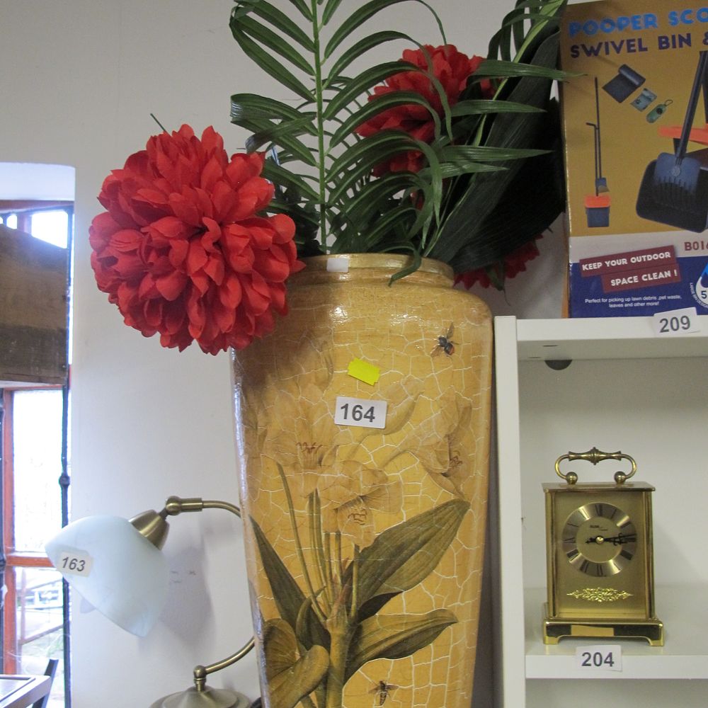 Lot 164: A large Ceramic Vase with faux flowers