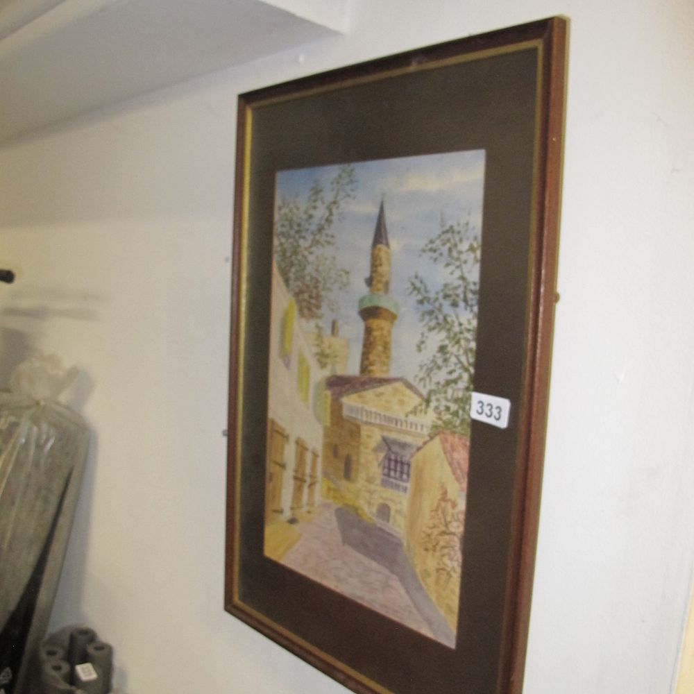Lot 333: Anna Harland-Zajaczkowska Sultan's Mosque Watercolor