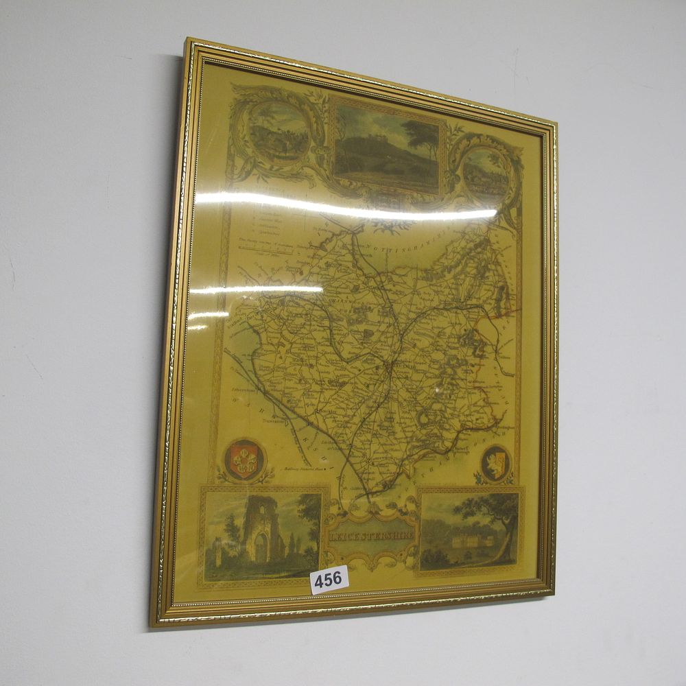 Lot 456: 1850s Antique Lithograph Map of Leicestershire by Thomas...