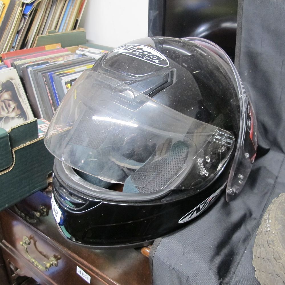 Lot 458: Nitro Racing Gloss Black Full-Face Motorcycle Helmet