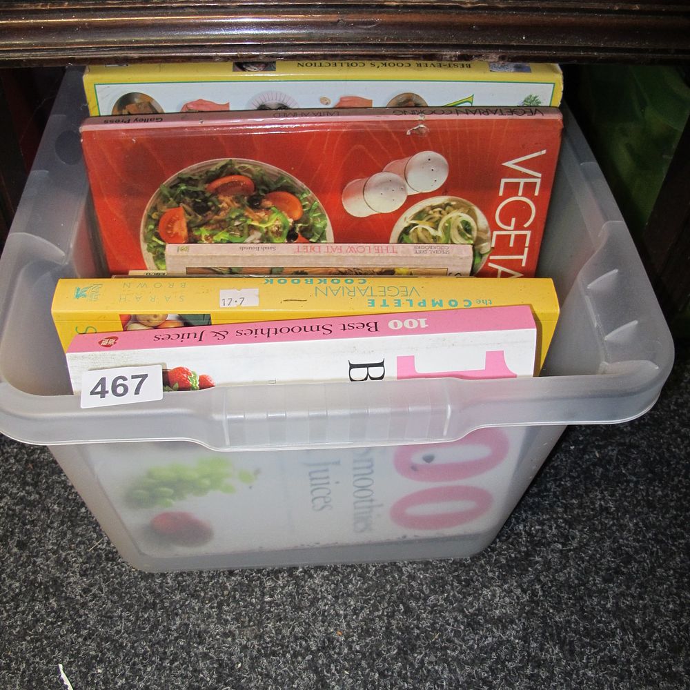 Lot 467: A Collection of Contemporary Cookbooks and a Plastic...