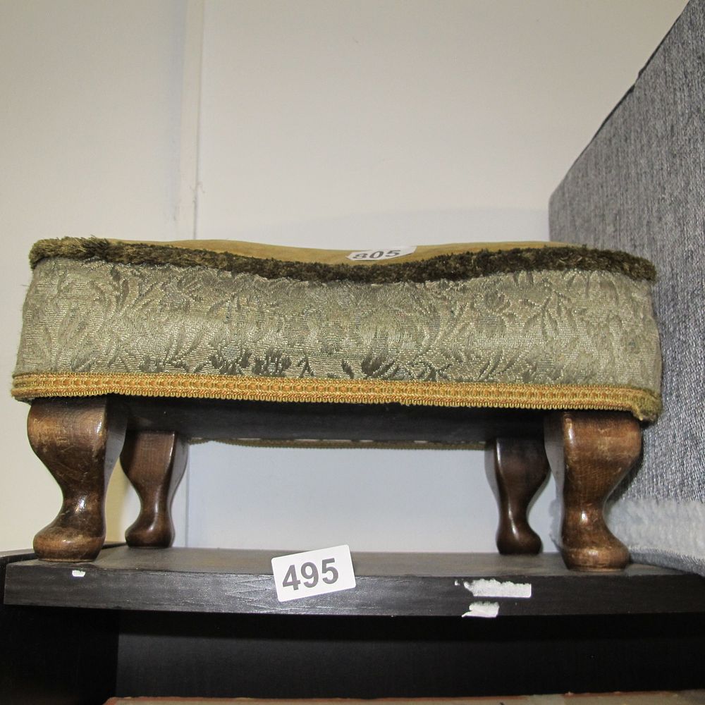 Lot 495: Queen Anne Style Upholstered Footstool