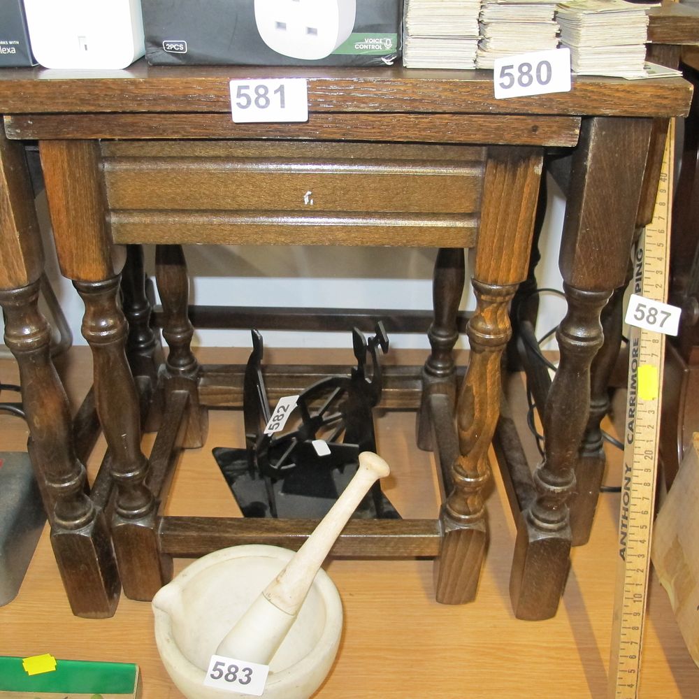 Lot 581: A Nest of 2 Jacobean Style Oak Tables
