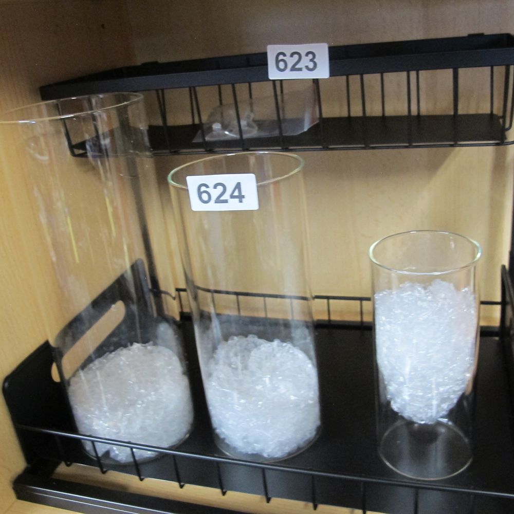 Lot 624: A Trio of Graduated Clear Glass Cylinder Vases