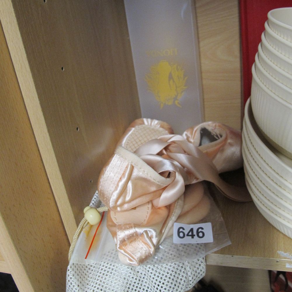 Lot 646: A new Pair of Pink Satin Ballet Pointe...