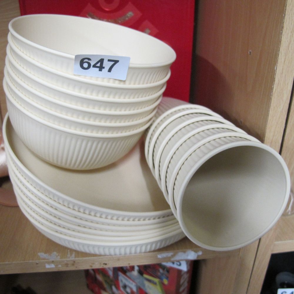 Lot 647: A Collection of Wheat Straw Composite Camping Dinnerware