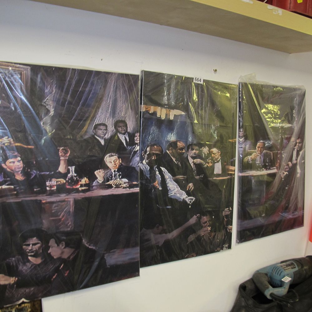 Lot 664: A Set of Gangster Last Supper Canvas Prints...