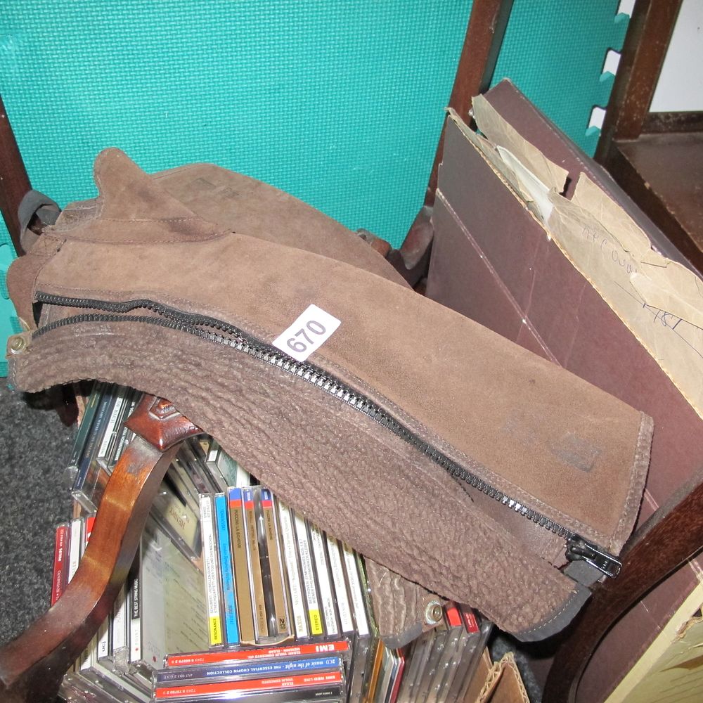 Lot 670: A Pair of Brown Suede Equestrian Half-Chaps and...