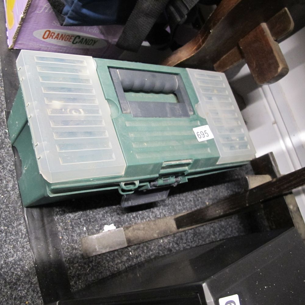 Lot 695: A Keter Portable Plastic Fishing Tackle Box