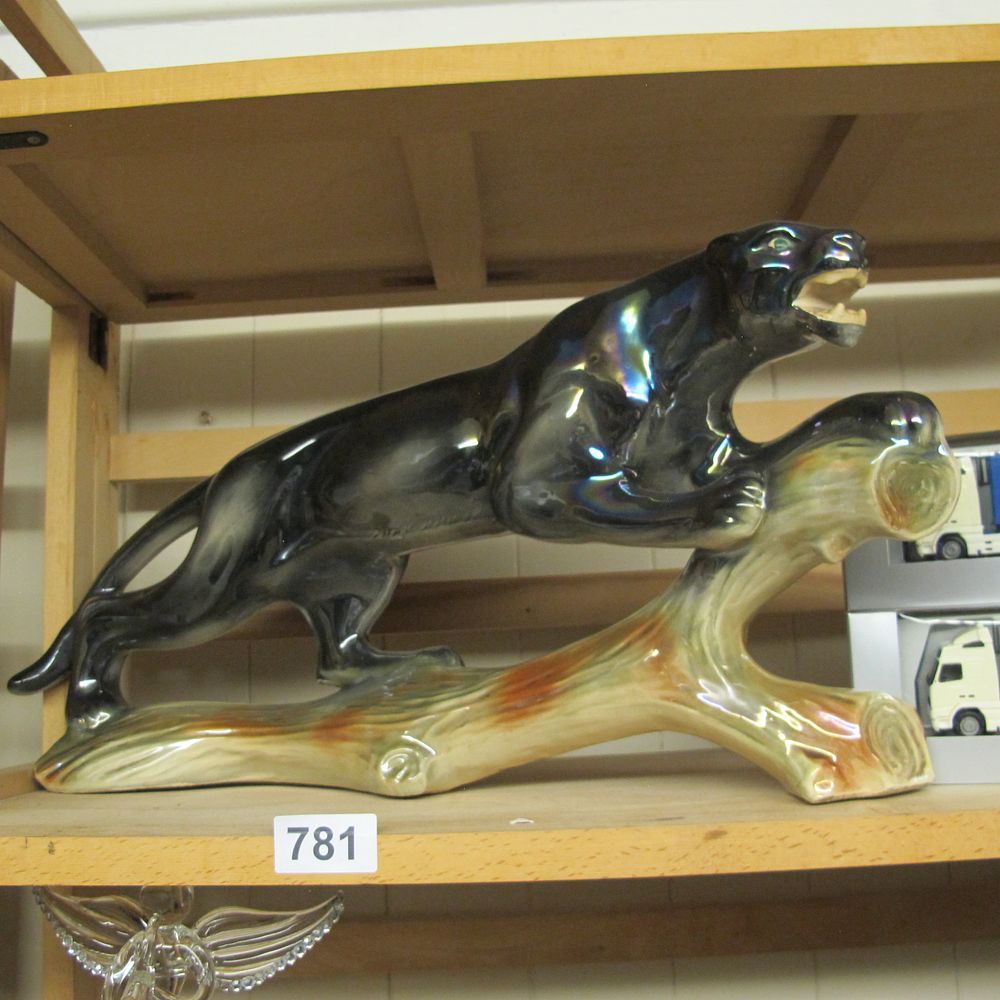 Lot 781: Jema Holland Luster Glaze Ceramic Panther Figurine