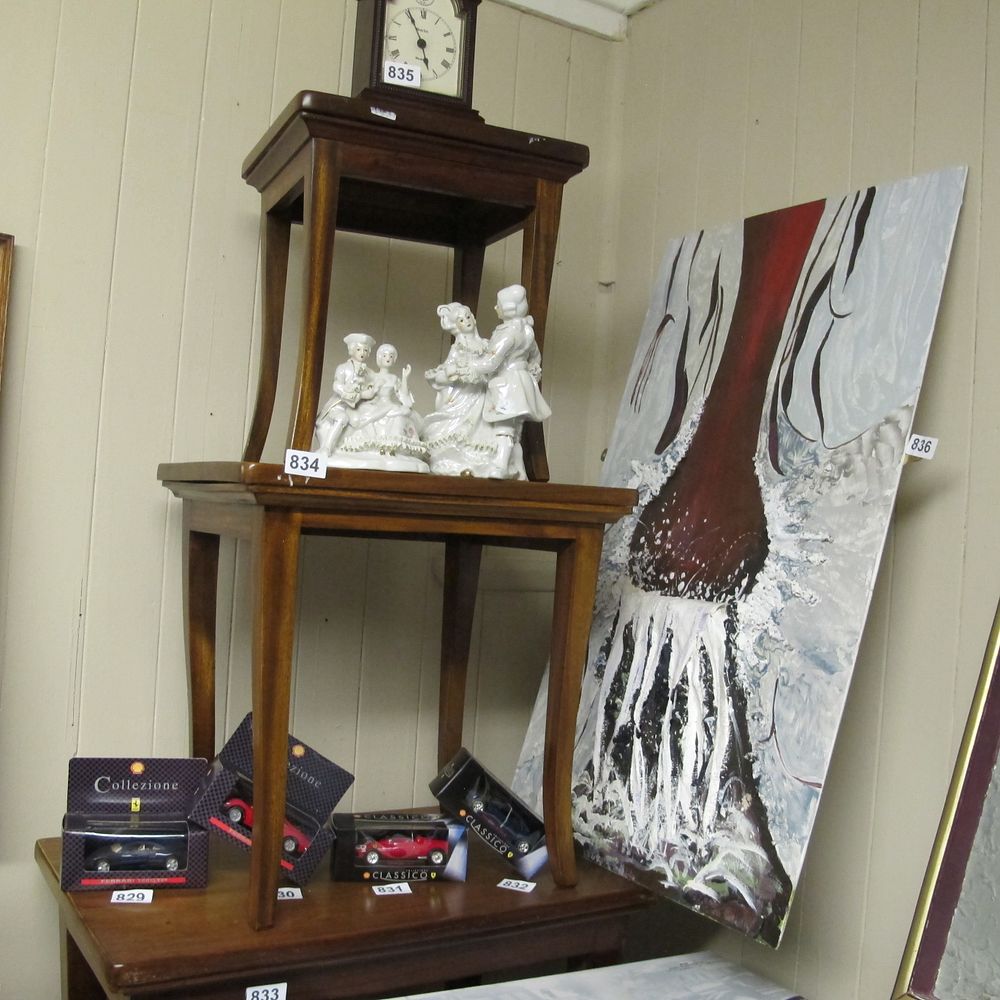 Lot 833: A solid wood hand made nest of three...