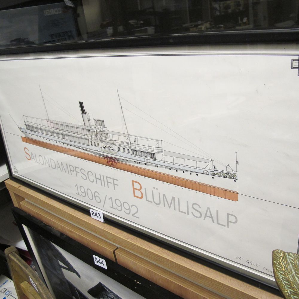 Lot 843: A Framed Commemorative Print of the Swiss Paddle...