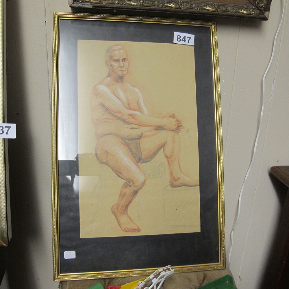 Lot 847: 20th Century Academic Figure Study of a Seated...