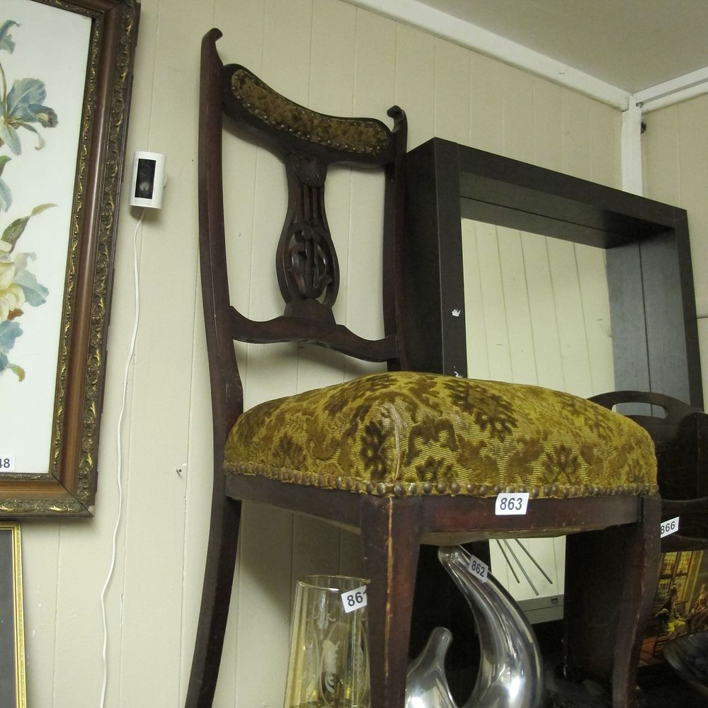 Lot 863: An Art Nouveau Style Carved Wood Side Chair