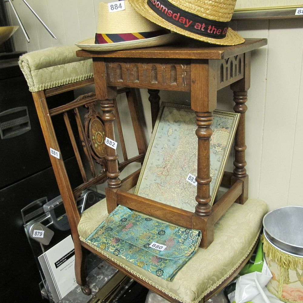 Lot 881: A small wooden side table