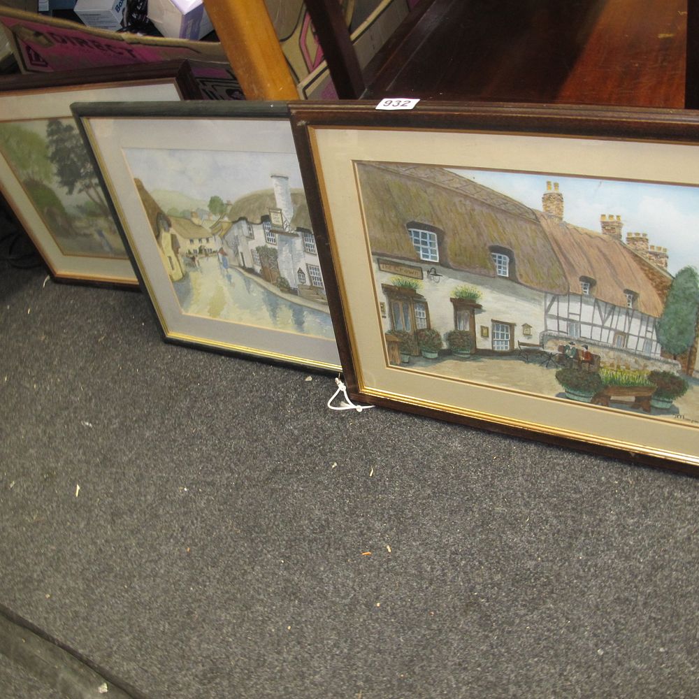 Lot 932: A Collection of Framed Watercolours and Prints Depicting...
