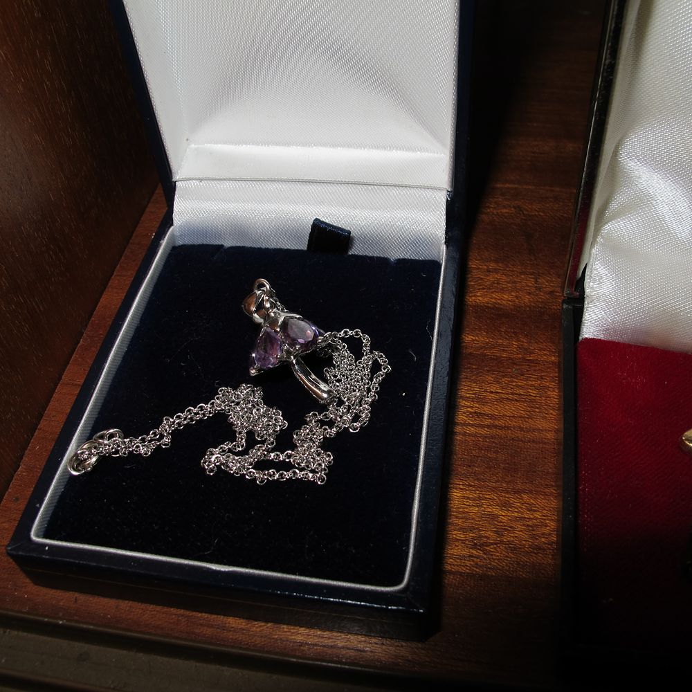 Lot 169: Sterling Silver and Amethyst Mushroom Pendant Necklace
