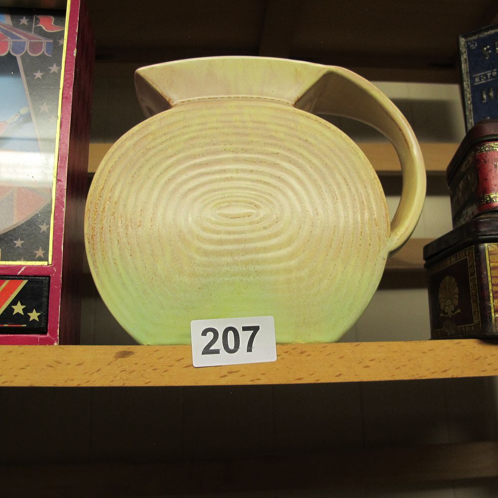 Lot 207: Art Deco Style Earthenware Disc Jug with Concentric...