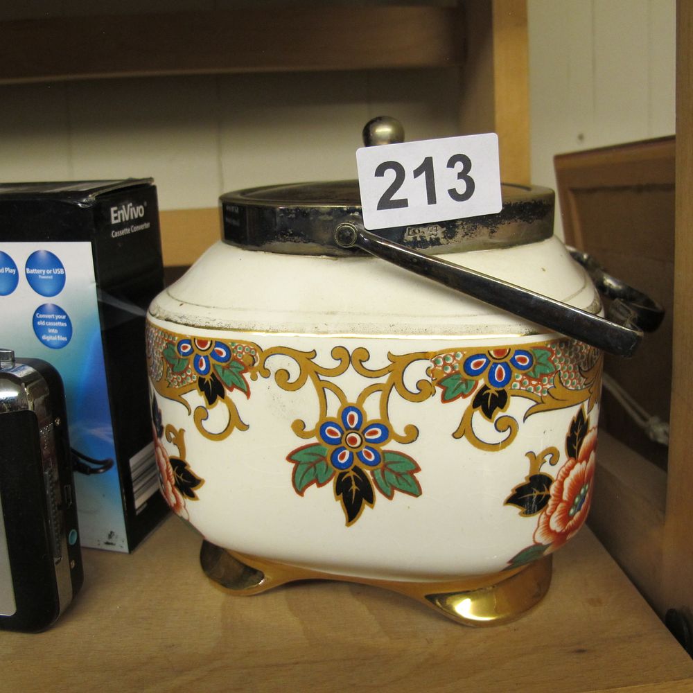 Lot 213: A Regent Flosmaron Art Deco ceramic biscuit barrel,...