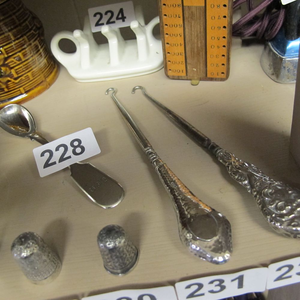 Lot 231:  Silver  Button Hook