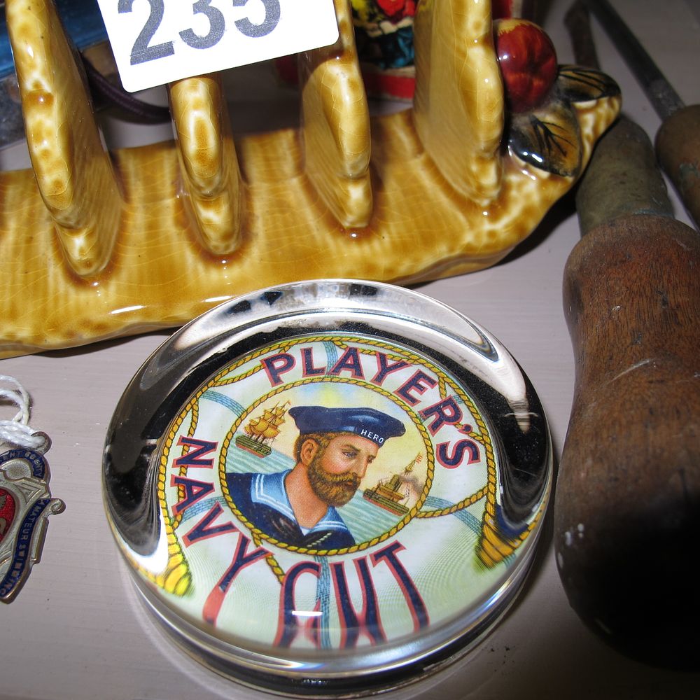 Lot 238:  a Player's Navy Cut Glass Paperweight