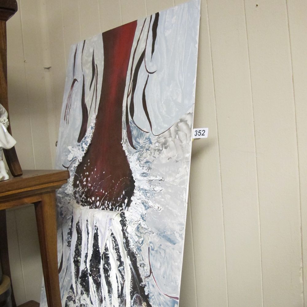 Lot 352: Contemporary Abstract Mixed Media Painting on Board