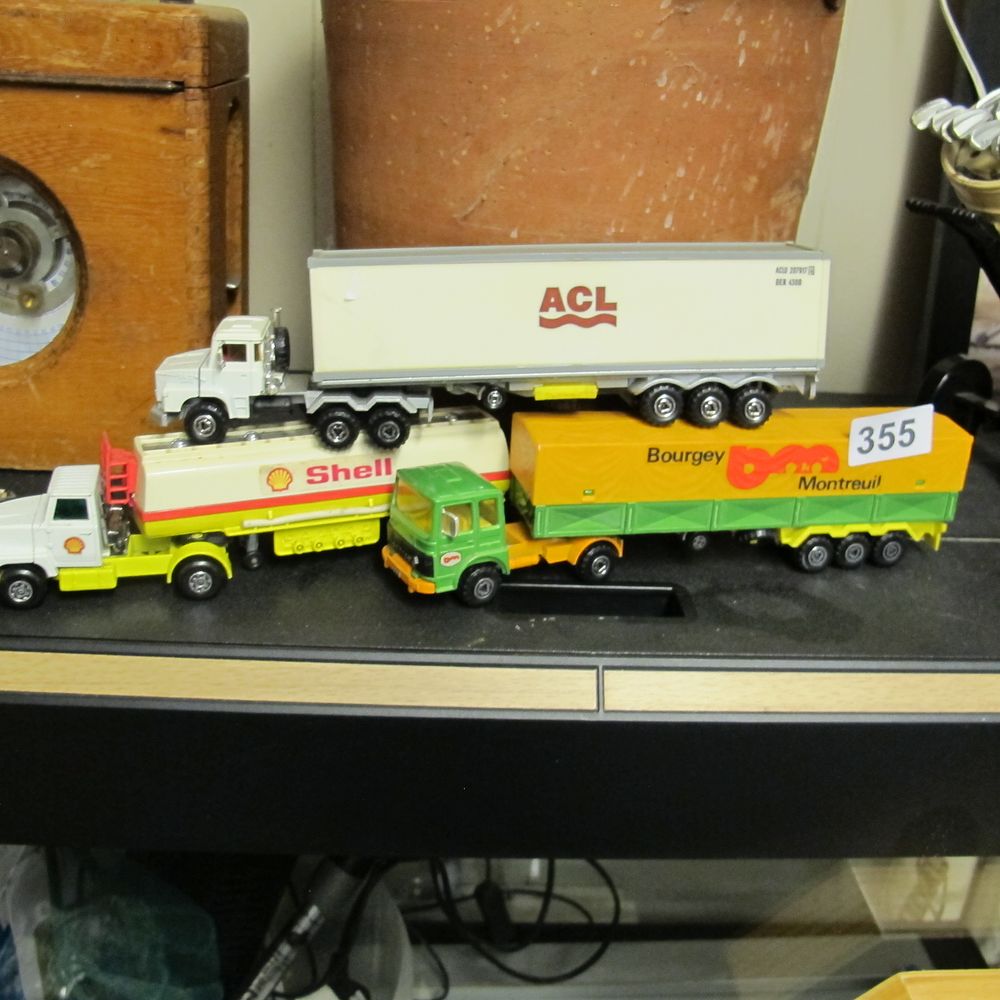 Lot 355: Three Majorette Die-Cast Articulated Lorries including Shell Tanker...