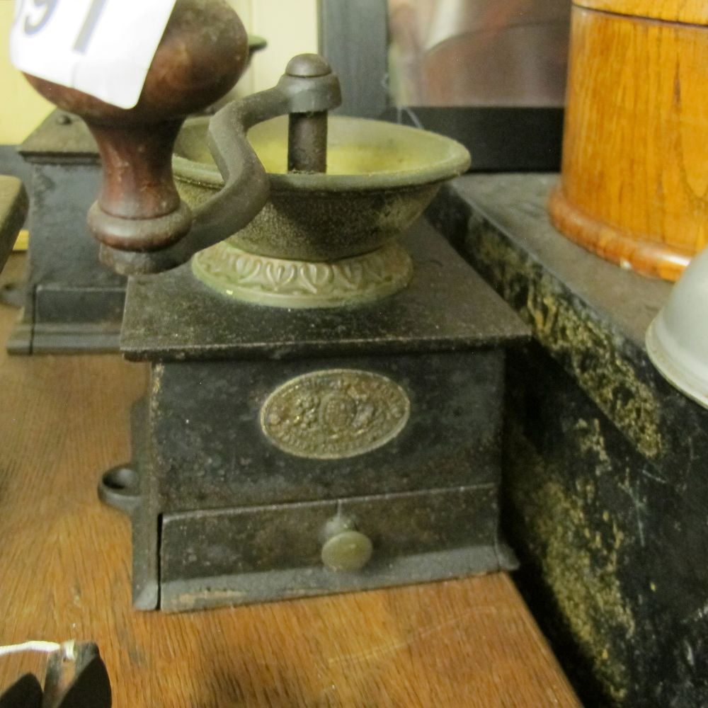 Lot 391: Late Victorian Cast Iron Coffee Grinder Attributed to...