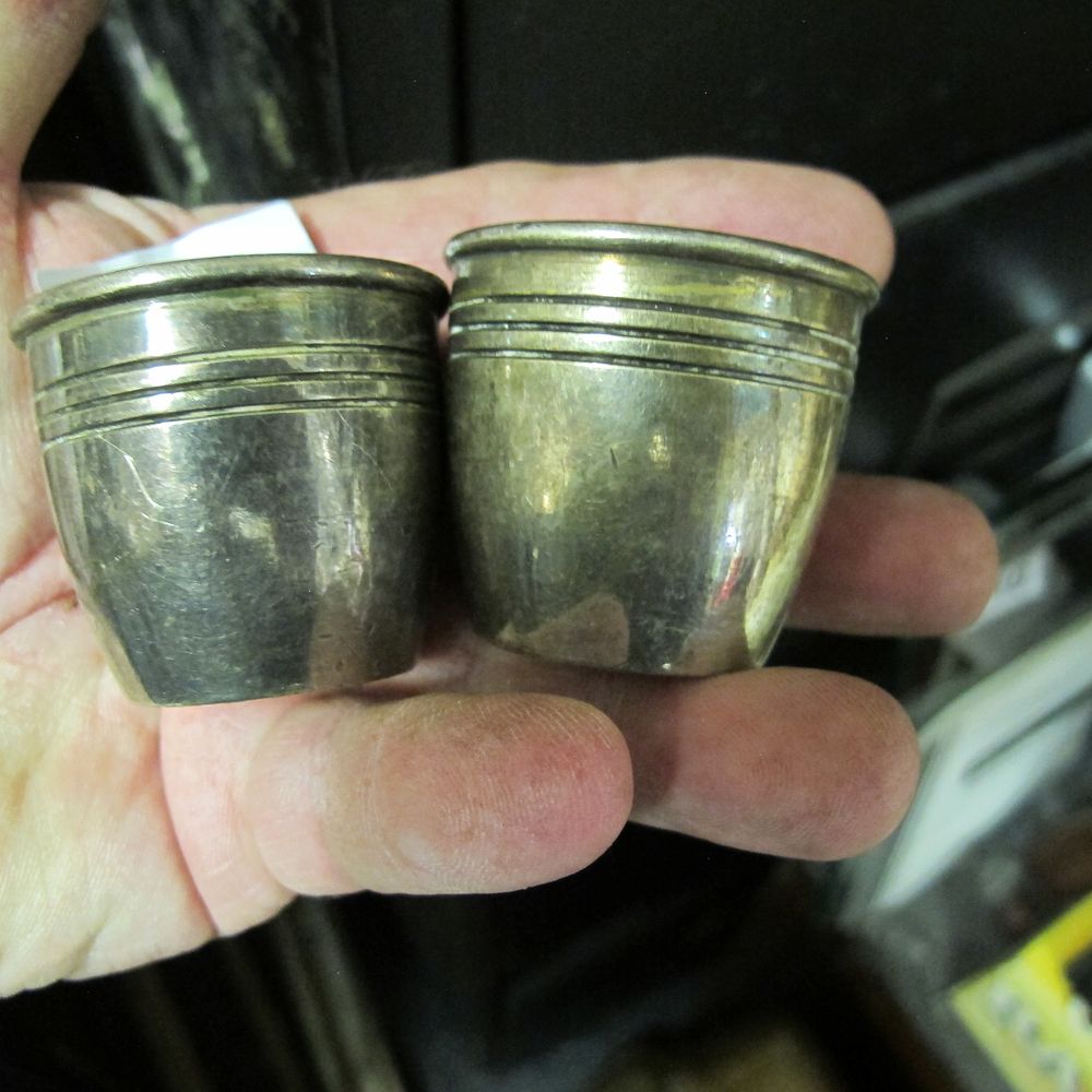Lot 405: A Pair of Miniature Silver Tapered Vessels