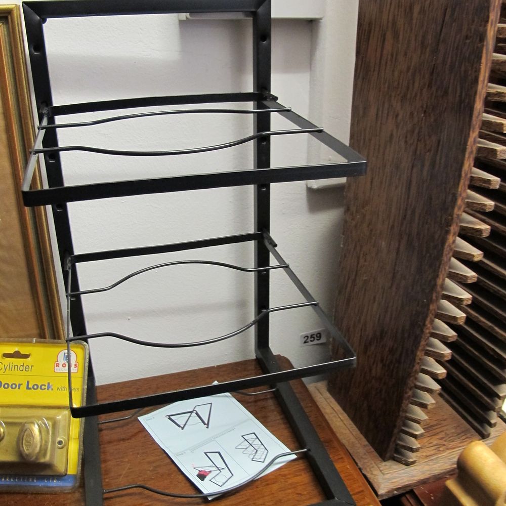 Lot 596: Contemporary Black-Coated Metal Storage Rack
