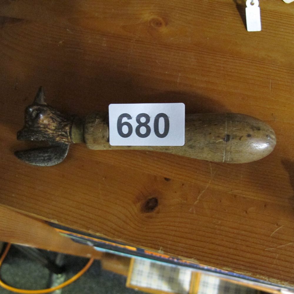 Lot 680: A Victorian Figural Fox Head Lever Can Opener