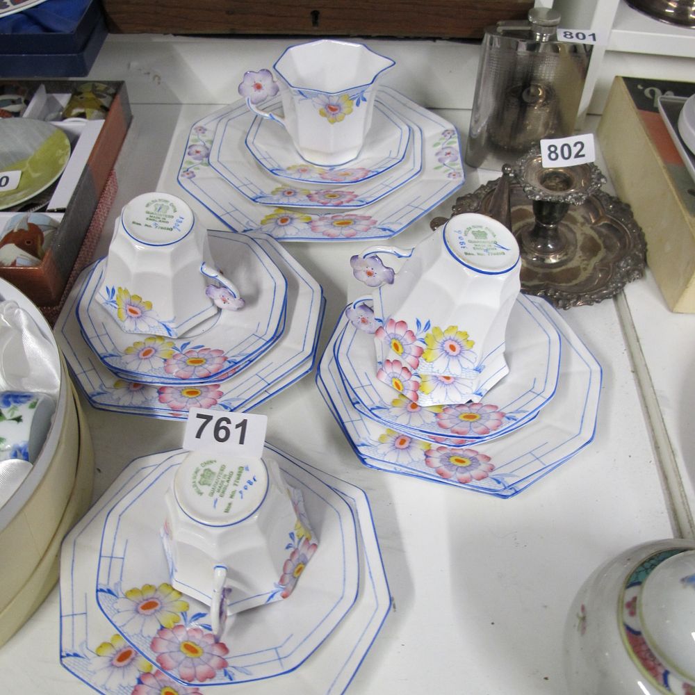 Lot 761: A Melba Bone China Art Deco Part Tea...
