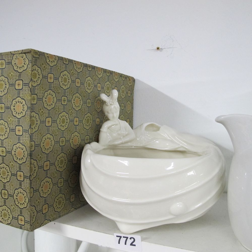 Lot 772: Mid-20th Century White Glazed Figural Ceramic Planter with...