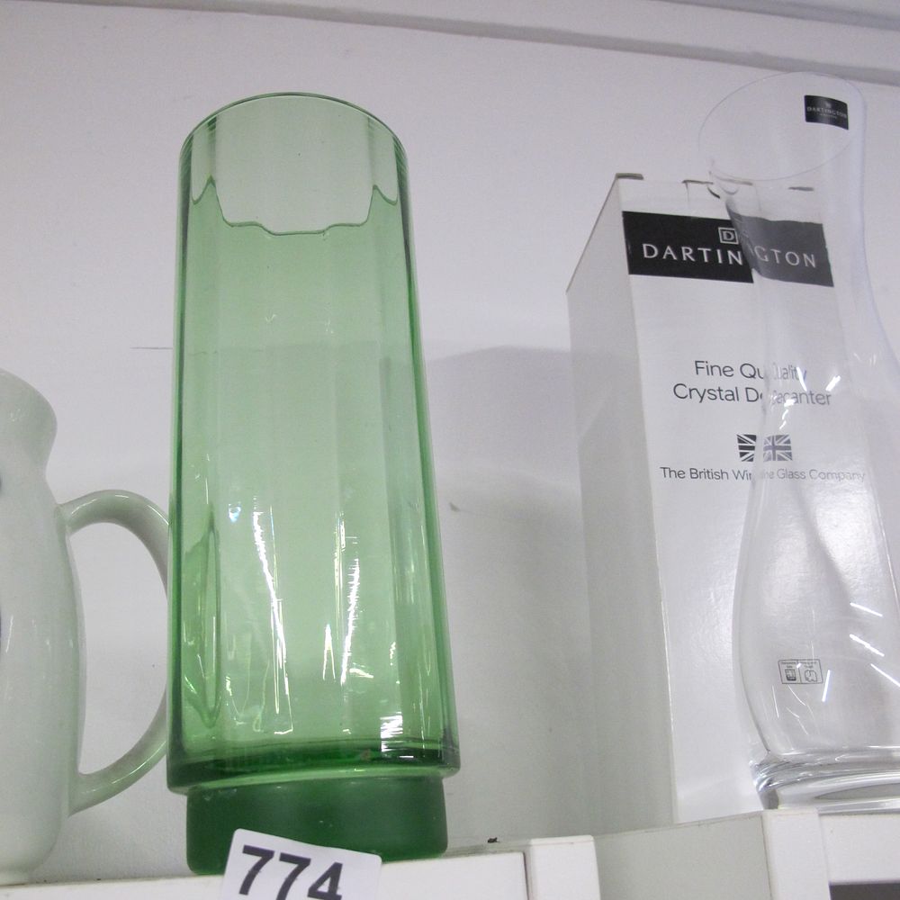 Lot 774:  a faceted green glass vase