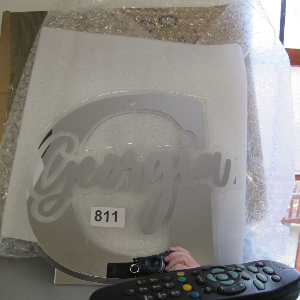 Lot 811: A Contemporary Personalised Monogram Acrylic Wall Mirror