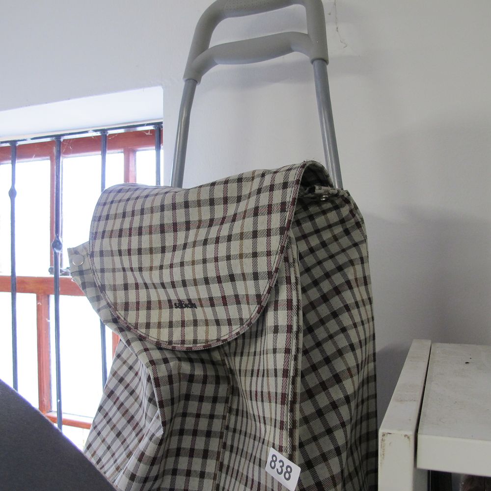 Lot 838: A Sabichi wheeled shopping trolley with check pattern...