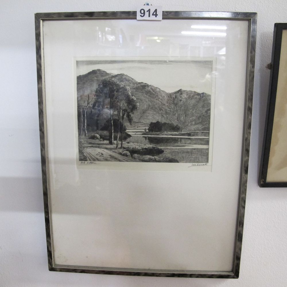 Lot 914: Ian Garratt, Loch Katrine, Etching with Drypoint