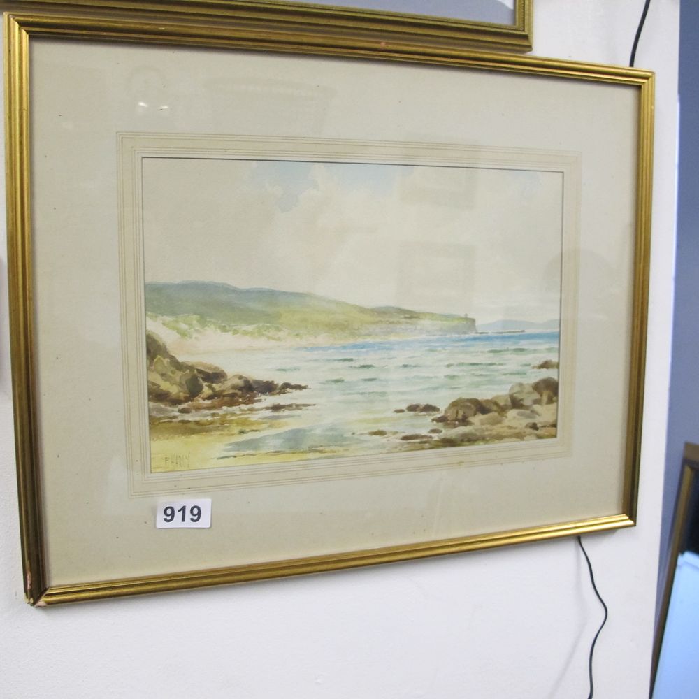 Lot 919: F. Hanny, Coastal Landscape, Watercolour on Paper