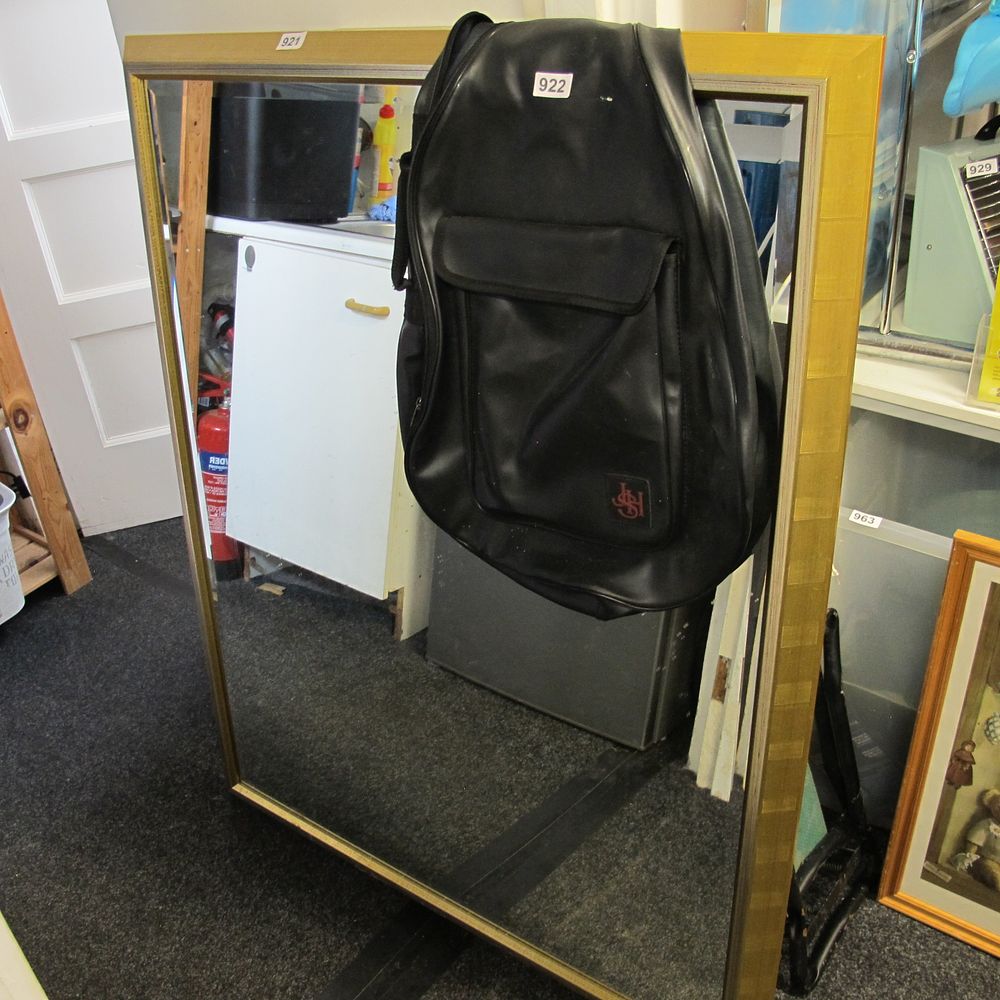 Lot 921: A large contemporary rectangular wall mirror with textured...