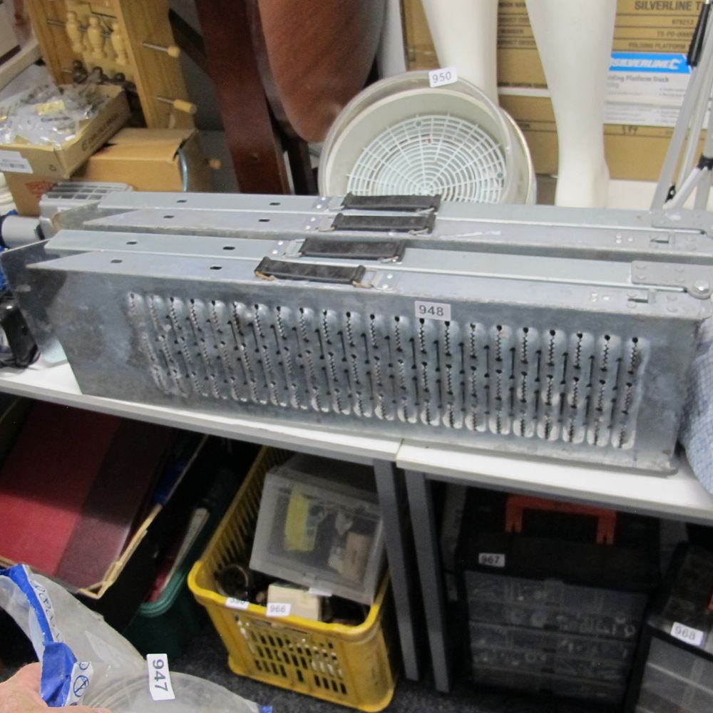 Lot 948: Two Galvanised Steel Industrial Folding Loading Ramps