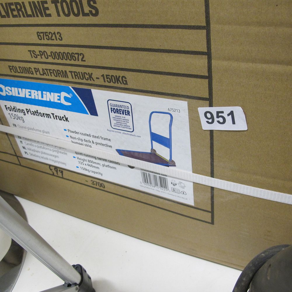 Lot 951: Silverline 675213 Folding Platform Truck 150kg