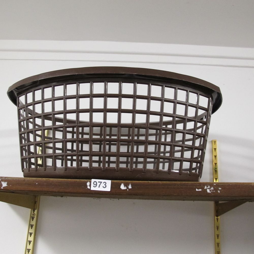 Lot 973: Brown Plastic Grid-Pattern Laundry Basket