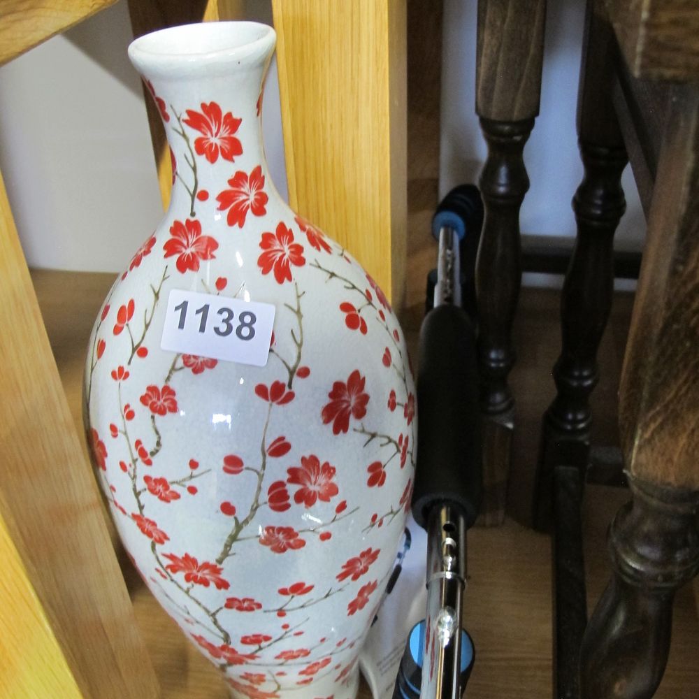 Lot 1138: A Chinese porcelain red cherry blossom vase