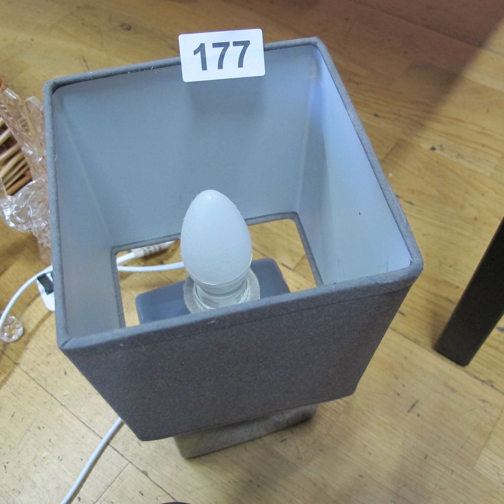 Lot 177: A Contemporary Square Form Table Lamp in Grey